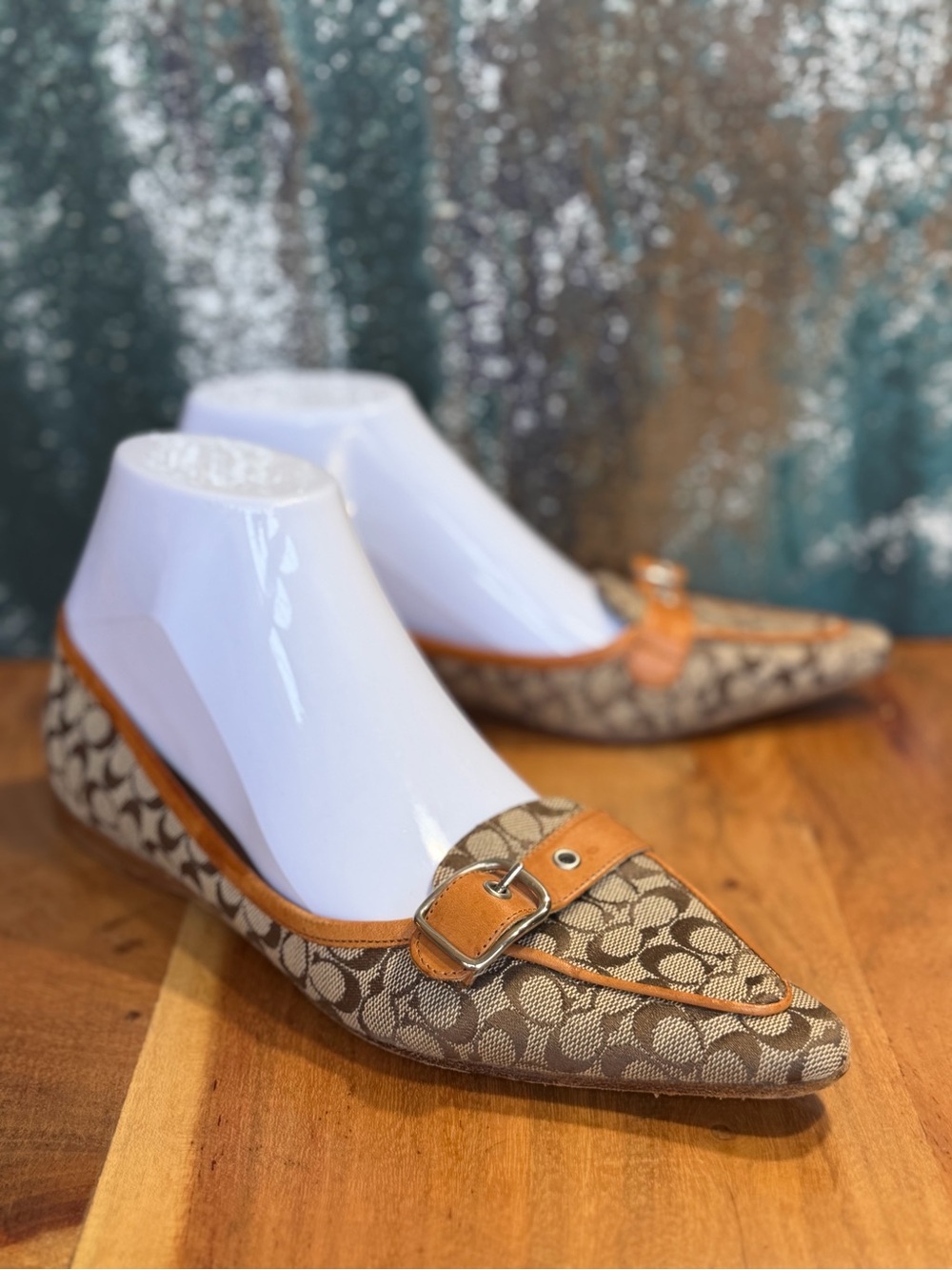 Coach Vintage Y2K Candace Signature Monogram Pointed Toe Flats 7.5B GVC